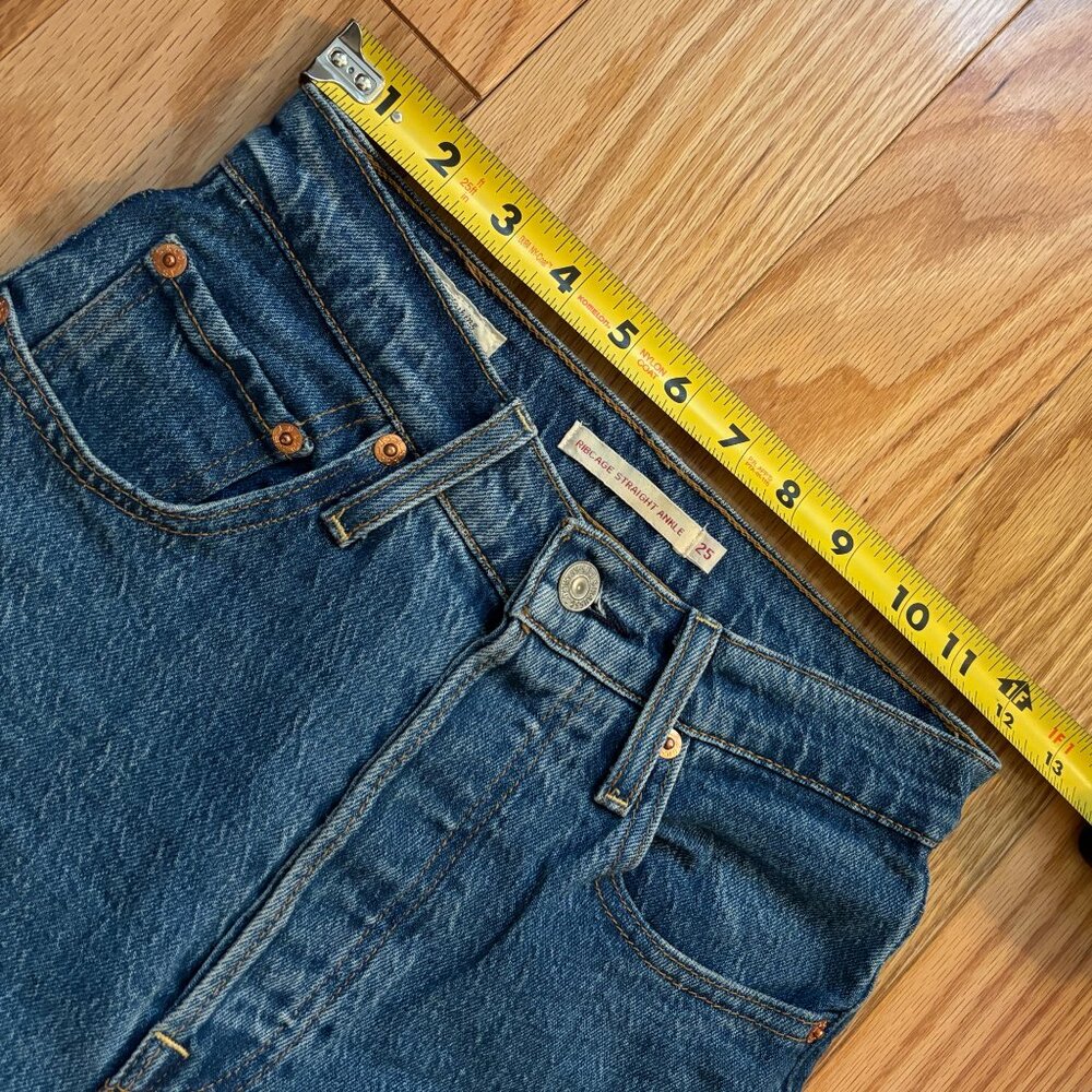 Levi's Straight Ankle Ribcage Jeans | 25 x 28 | Medium Blue - Picture 5 of 10
